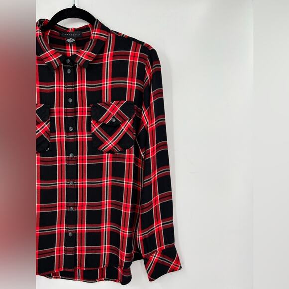 NWOT Sanctuary Boyfriend For Life After Hours Plaid Flannel Button Down Shirt XS - Picture 9 of 15
